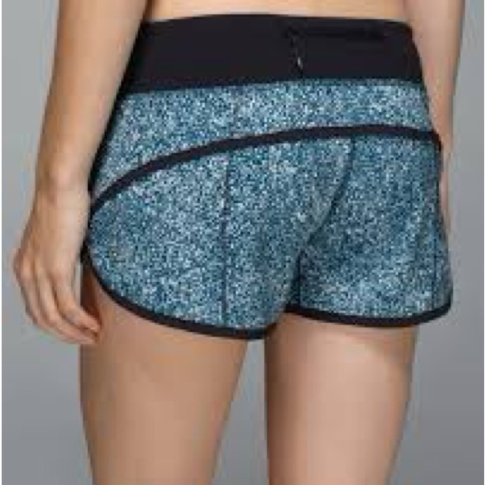 Lululemon Speed Up Running Athletic Low Rise Shorts Aqua Speckled Blue Sz 8